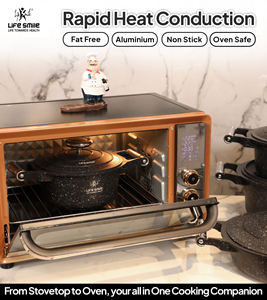 ชุดเครื่องครัวไทเทเนียมแกรนิตเคลือบกันติดอย่างดี พร้อมด้ามจับสแตนเลส ฝาปิดโลหะประหยัดพลังงาน ฐานรองรับการใช้งานกับเตาแม่เหล็กไฟฟ้า - Product Image 5