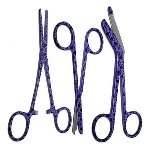 Ciseaux à motifs multicolores, lot de 3 outils de toilettage vétérinaire, ciseaux pour retirer les sutures, pinces hémostatiques, pattes colorées - Product Image 2