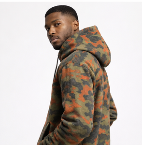 Veste à capuche zippée intégrale camouflage orange pour homme, de haute qualité et personnalisable, sweat-shirt à capuche en polaire camouflage pour unisexe - Product Image 3