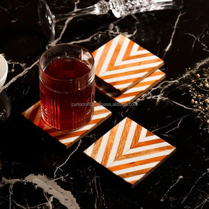 Modern Wooden Square <b>Coasters</b> Set with Chevron Pattern Non-Slip Table Mats for Coffee and Dining Table Decor - Product Image 4