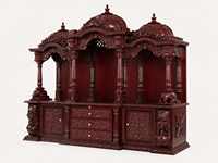 Grand Temple Hindou pour Pooja avec Rangement, Taille Personnalisée, en Bois de Teck, Fabricant et Exportateur de Mandirs Traditionnels, Vente en Gros aux États-Unis