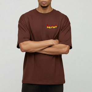 T-shirt homme en coton 100% haute qualité 210 g/m², coupe ample, respirant, épaules tombantes, style hip hop, logo imprimé numérique personnalisé, couleur unie. - Product Image 1