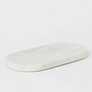 Bandeja ovalada de mármol para servir, bandeja plana de piedra, plato de servir para cocina, bandeja decorativa para mesa de café, decoración de lujo para el hogar, pulido brillante - Product Image 1