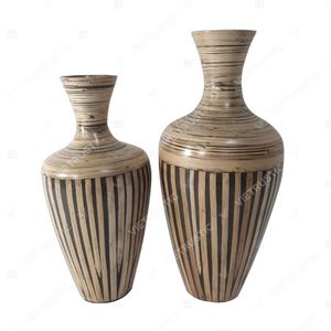 Jarrón floral al por mayor Vietrustic, jarrón de bambú hilado para decoración de mesa, jarrón para plantas con incrustaciones de bambú - Product Image 2