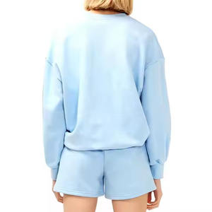 Ensembles décontractés d'été pour femmes, t-shirts et shorts 100 % coton, motifs unis, service OEM ODM, ensembles en solde pour femmes - Product Image 6