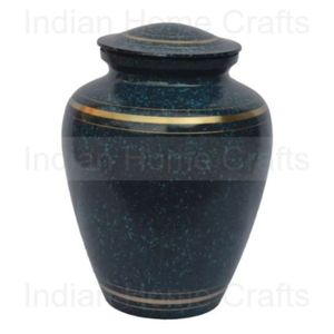 Urna Funeraria Negra con Motas, Ataúd Metálico de Recuerdo con Banda Dorada para Decoración de Mesa Conmemorativa - Artesanía India para el Hogar - Product Image 3