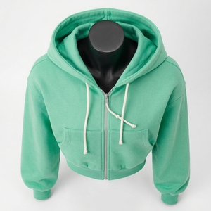 High Quality Women's Long Sleeve <b>Zipper</b> Hooded Crop <b>Top</b> Breathable Gym Custom Logo Crop <b>Top</b> Hoodies - Product Image 3