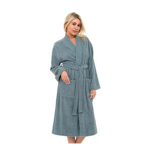 Peignoir en coton turc pour femmes, peignoir de spa doux avec poches, qualité hôtelière de luxe, vert, vêtements de détente à domicile - Product Image 2