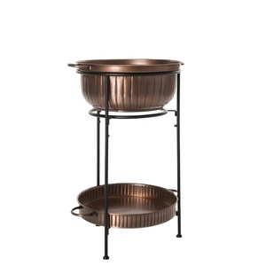 Copper Planter Stand <b>Garden</b> Plant Holder with Two Tiers Durable Steel Frame and Elegant Iron Finish - Product Image 1