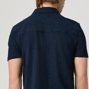 Men Solid Color Tee Shirt With Short Sleeves / Turn <b>Down</b> Collar OEM Service Designing High Quality Stitching Casual Outdoor Wear - Product Image 5