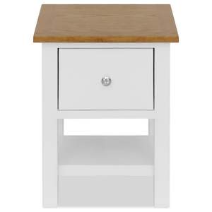 Table de chevet avec plateau en chêne massif et structure en pin massif, en finition naturelle et blanche, meubles de qualité supérieure - Product Image 4