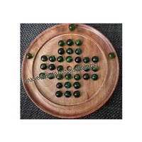 Jeu de société solitaire en bois indien fait à la main avec 33 boules de verre chevilles cadeaux pour enfants et adultes