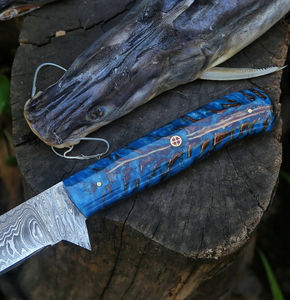 Cuchillo de Filetear de Acero de Damasco Hecho a Mano con Mango de Madera y Funda de Cuero, Herramienta Ecológica para Pesca y Deshuesado - Product Image 6