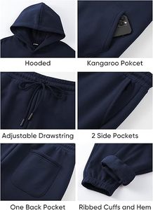 Conjunto de Sudadera con Capucha y Pantalones Deportivos Casuales para Hombre, de Algodón y Felpa, Traje Deportivo de Invierno, Proveedor de Marca Personalizada - Product Image 6