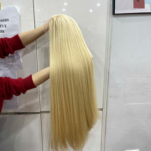 Proveedor de Pelucas de Cabello Humano con Frente de Encaje, Cabello Rubio Liso, 100% Cabello Humano Vietnamita, Peluca Natural con Frente de Encaje - Product Image 1