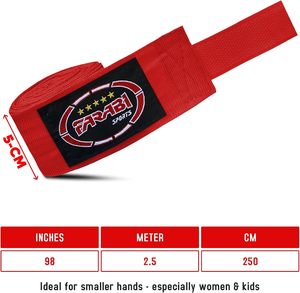 Vente en gros de bandages de boxe FARABI en coton/polyester/nylon, respirants, durables, élastiques, pour toutes les saisons, entraînement d'arts martiaux - Product Image 6