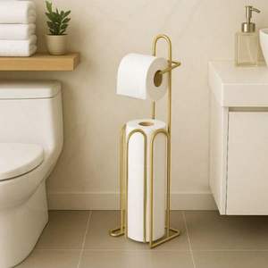 Portarrollos de papel higiénico con estante, portarrollos de papel higiénico montado en la pared, portarrollos de papel higiénico para baño, portarrollos de papel higiénico dorado - Product Image 6