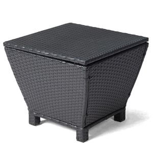 Tavolino Laterale da Esterno Nero in PE Intrecciato con Contenitore Portaoggetti Piccolo per Patio, per Tubo, Cuscini, Asciugamani e Altri Oggetti - Product Image 6