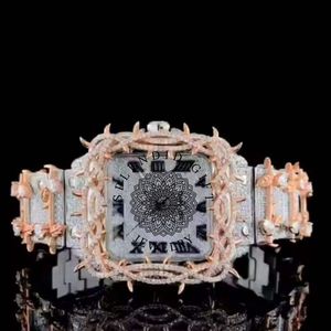 Splendid Men's Luxury Square <b>Case</b> Analog Quartz <b>Watch</b> Moissanite Silver Roman Numerals Hidden Clasp 28mm Sapphire Crystal ETA - Product Image 1
