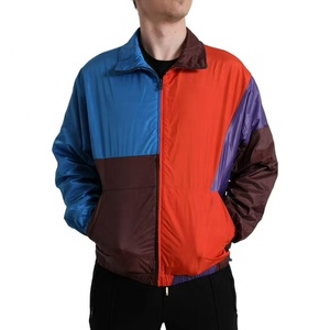 Veste coupe-vent en tissu multicolores, panneaux de couleurs mélangées, logo personnalisé, imperméable, pour course à pied, camping et activités de plein air - Product Image 1