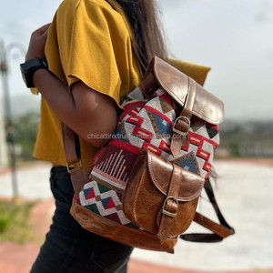 Hot Sale Jacquard Leather Handmade Backpack Real Leather Rucksack Unisex Multi Use New Vintage <b>Design</b> <b>Bag</b> Wholesale Bulk Product - Product Image 2
