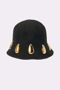 Chapeau Bob Noir SPLENDID APPAREL avec Rivets Dorés – Tendance Unisexe Printemps-Été, 100% Coton, Ajustable - Product Image 5