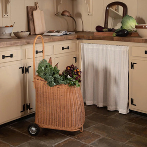 Poussette décorative en rotin pour poupées, chariot jouet pour chambre d'enfant, accessoire de décoration artisanal pour la maison, meubles pour enfants - Product Image 4