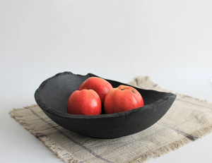 Frutero de Madera Negro de Lujo Premium, Centro de Mesa Decorativo Estilo Wabi Sabi, Tazón para Ensalada de Madera Quemada, Bandeja Ecológica para Fiestas y Entradas - Product Image 1