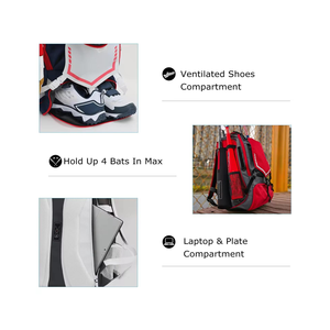 Custom Wholesale Large Youth T Ball Catchers <b>Baseball</b> Softball Backpack with Shoe Compartment Multi Pocket Sports Equipment <b>Bat</b> - Product Image 5