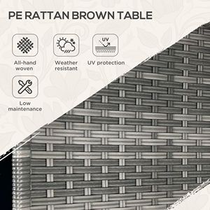 Tavolino da Caffè Pieghevole in Rattan per Esterni con 2 Ripiani, Tavolino Quadrato con Piano in Vetro Temperato e Telaio in Alluminio Grigio - Product Image 4