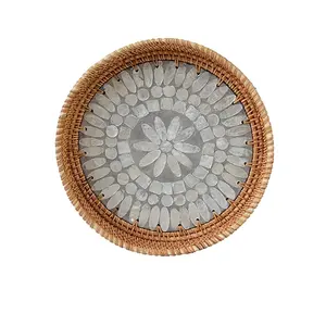 编织藤制陶瓷板椭圆形，瓷板越南优质陶瓷板