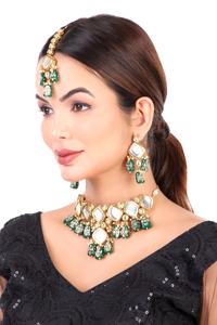 Party Wear Engagement Wedding Anniversary Choker Earrings Set Traditional Zircon Trendy <b>Gift</b> Jewelry Women Necklace Brass Alloy - Product Image 4