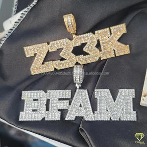 Colgante de Moissanita BFAM con Nombre Personalizado, Diseño de Letras Brillantes con Cadena de Cuerda, Joyería de Lujo Estilo Hip Hop - Product Image 2
