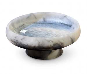 Tazón de Resina Desechable con Diseño Europeo, Color Blanco Ahumado, Gris y Negro Mármol, con Base - Product Image 3