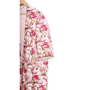 แจ็กเก็ตคลุมสะโพกทำด้วยมือสไตล์อินเดียสำหรับผู้หญิงเสื้อแจ็คเก็ตผ้าฝ้ายออร์แกนิค100% คอวีแบบผูกเชือกปิดเต็มตัว - Product Image 4