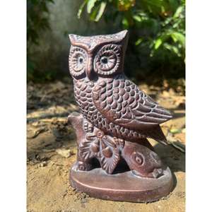 Escultura decorativa de búho de bronce con base, artículos de jardín, estatua de búho de metal hecha a mano - Product Image 2