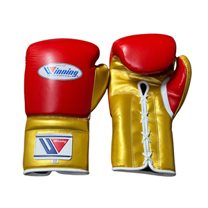 Gants de boxe pour adultes Winning, en cuir noir et jaune, 14oz 16oz, fermeture à lacets, sangle de poignet réglable, légers, professionnels - Product Image 6
