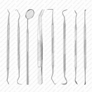 Ensemble d'outils d'hygiène dentaire de qualité supérieure, 8 pièces, grattoir à dents, cure-dent, nettoyeur de fil dentaire, instruments de soins bucco-dentaires, CE ISO - Product Image 3