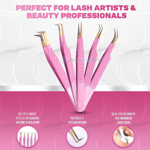 Pinzas para Pestañas de Acero Inoxidable OEM, Suministros para Salón de Belleza, Pinzas para Extensión de Pestañas de Calidad Premium para Uso Profesional - Product Image 5