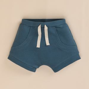 Pantalones cortos de mezclilla con cordón de elastano de bambú orgánico de calidad superior con cintura elástica - Product Image 1