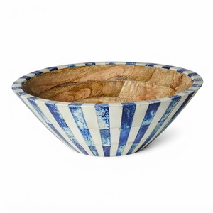 Custom Wholesale Luxury Handcrafted Bone Inlay <b>Bowl</b> Eco-Friendly Black and <b>White</b> Geometric Resin Inlay Salad Fruit <b>Serving</b> <b>Bowl</b> - Product Image 4