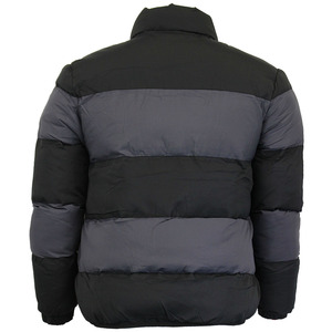 Chaqueta Acolchada para Hombre, Color Negro y Gris, con Bloques de Color, Cuello Alto, Resistente al Viento, Cierre de Cremallera, Relleno de Poliéster, para Invierno - Product Image 3