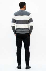 Suéter de Punto con Capucha y Cuello Redondo para Hombre, Color Gris con Estampado Blanco, Manga Larga, Estilo Casual para Primavera, Marca Oneten Apparel - Product Image 5