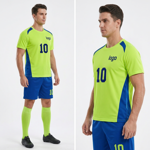 ชุดฟุตบอลชายสีเขียวน้ำเงินเสื้อแขนสั้นกางเกงขาสั้นหมายเลข 10 ระบายอากาศได้ดี แห้งเร็ว ทรงสปอร์ต เหมาะกับทุกฤดูกาล - Product Image 2
