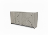 Buffet moderne en chêne demi-cercle en MDF avec panneau arqué à 4 portes, armoire multifonctionnelle écologique