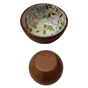 Hot-Selling Wholesale Enamel <b>Hand</b>-Carved Acacia Wood Salad Fruit Bowl Unique Multi-Purpose Decorative Blank Empty Serving Bowl - Product Image 2