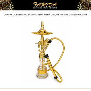 Cachimbas Farida de Primera Calidad, Cachimba de Lujo Egipcia con Escultura de Perro Dorado, Diseño Animal Único, Juego Completo de Cachimba - Product Image 5