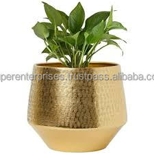 High Quality Brass <b>Plant</b> Decor Metal Design Planters & <b>Pots</b> Best Indoor <b>Pot</b> for Floor Decor Glossy Finishing <b>Long</b> Brass Planters - Product Image 2