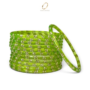 Bracelets en verre vert goutte de pluie du Cachemire, plaqués or, avec zircon, pour femmes, bijoux indiens de mariage, vente en gros, édition spéciale festival - Product Image 2