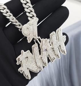 Colgante de Moissanita Personalizado con Nombre RIAN, Estilo Iced Out, con Cadena Cubana, Joyería Hip Hop de Lujo, Brillo VVS - Product Image 4